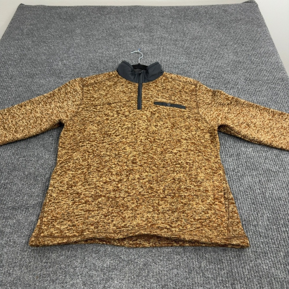 Eddie Bauer Quarter Zip Pullover Mens M Brown Fleece Mock‎ Neck Outdoor Style